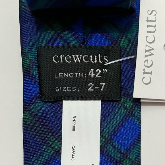 NWT Crewcuts Black Watch Tartan Tie, Silk Plaid Preppy 42” Kids Boy Blue Green - Picture 5 of 13